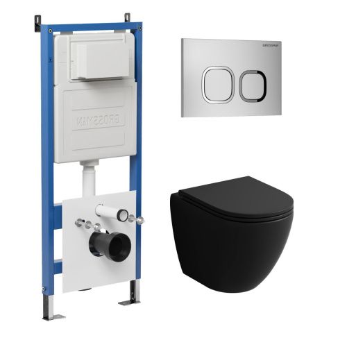 Инсталляция + кнопка смыва + унитаз Grossman Cosmo 97.4455BMSQ.02.110