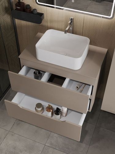 Тумба с раковиной Orange Line Li-80TuLMDF+B02-460W 80х50 цвет бежевый - фото 4