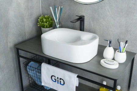 Раковина керамическая Gid Creativo 51173 50х30 накладная цвет белый без отверстий под смеситель