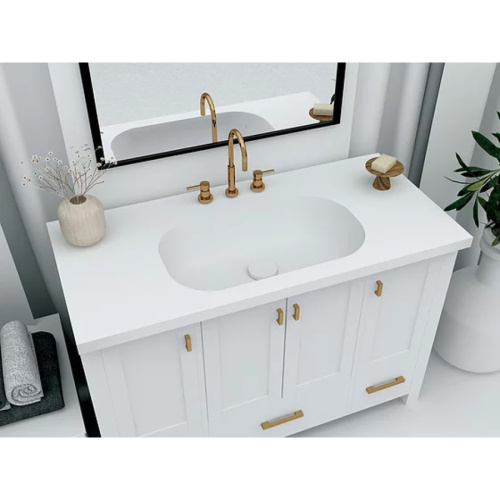 Раковина из искусственного камня MonteBianco Loreto Sesto 13217 57х32 встраиваемая цвет белый матовый без отверстий под смеситель - фото 3