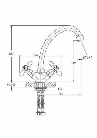 Смеситель для кухни Haiba HB4927 на мойку хром