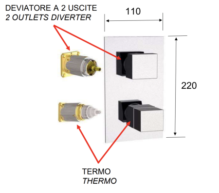 Смеситель для душа Remer Q-Elegance QT92KBXV встраиваемый в стену нержавеющая сталь с термостатом