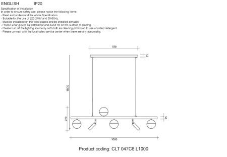 Люстра подвесная Crystal Lux CLT 047 CLT 047C6 L1000 BL-GO