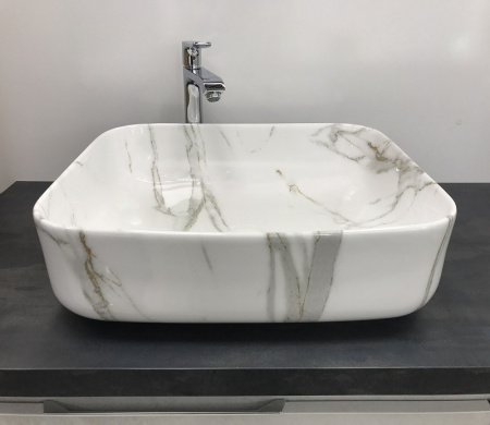 Раковина из санфаянса CeramaLux 190 50х39 накладная цвет белый