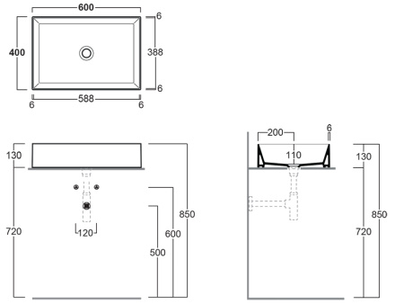 Раковина из санфаянса Simas AG 60 bia 60х40 накладная цвет белый