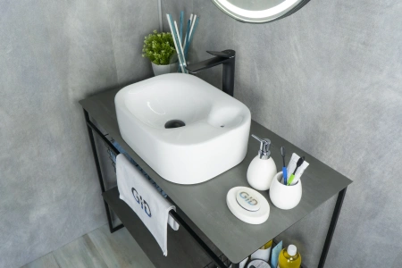 Раковина керамическая Gid Creativo 51173 50х30 накладная цвет белый без отверстий под смеситель