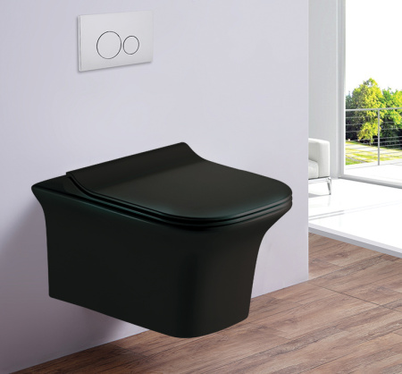 Унитаз подвесной Esbano ASTER ESUPASTEBM черный матовый с сиденьем микролифт безободковый каскадный смыв
