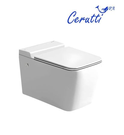 Унитаз подвесной Cerutti SPA CT10191 белый с сиденьем микролифт безободковый импульсный смыв