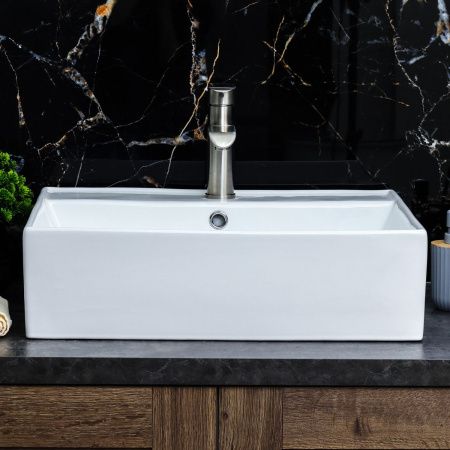 Раковина из сантехнического фарфора Melana 7295-805 60х50 накладная цвет белый 1 отверстие под смеситель