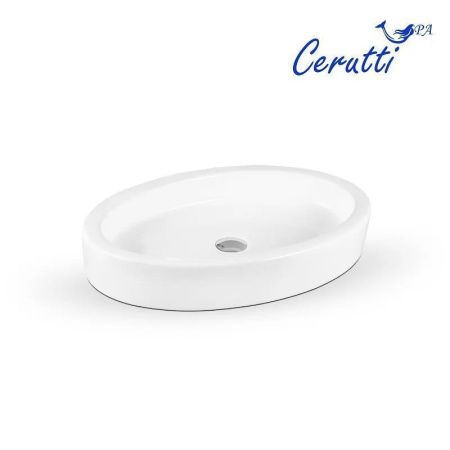 Раковина из сантехнического фарфора Cerutti SPA CR7045 60х40 накладная цвет белый без отверстий под смеситель