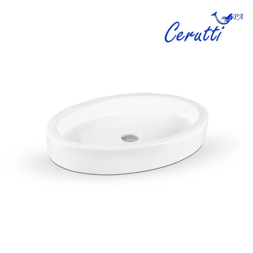 Раковина из сантехнического фарфора Cerutti SPA CR7045 63х42 накладная цвет белый - фото 4