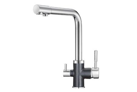 Смеситель для кухни Granula 3015, XРОМ/ШВАРЦ на мойку черный/хром