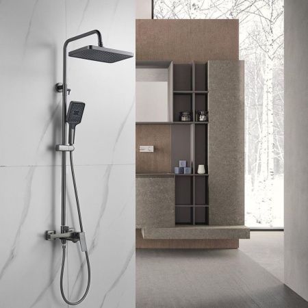 Душевая стойка Shevanik S4436T настенная цвет оружейная сталь