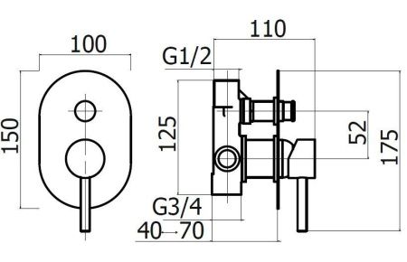 Смеситель для душа Plumberia Selection Ixo KIT1001CS встраиваемый в стену хром