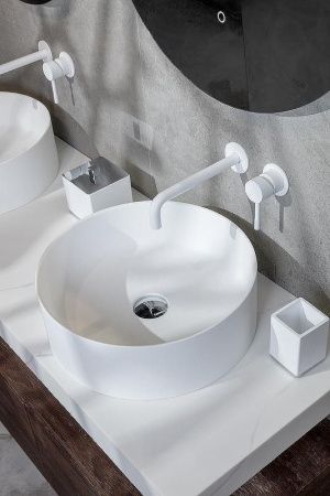 Раковина из искусственного камня Boheme Corian 819-MW 40х40 накладная цвет белый без отверстий под смеситель