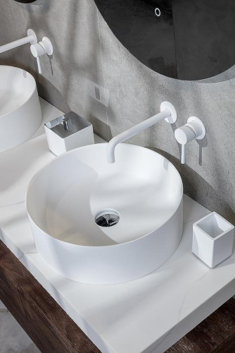 Раковина из искусственного камня Boheme Corian 819-MW 40х40 накладная цвет белый - фото 2