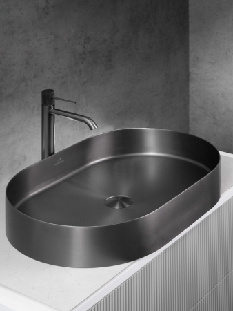 Раковина из нержавеющей стали AltroBagno Eterno AltroBagnoEterno001026MtGr 60х40 накладная цвет оружейная сталь