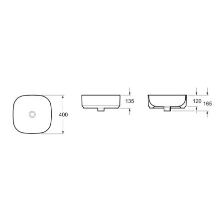 Раковина из сантехнического фарфора Lavinia Boho Bathroom Sink Slim 33311006 40х40 накладная цвет белый без отверстий под смеситель