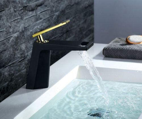 Смеситель Bronze de Luxe QUADRO A919B на раковину черный/золото - фото 4