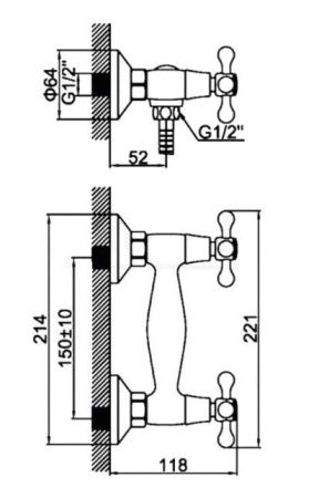 Смеситель для душа D-Lin D160810 настенный хром