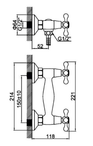 Смеситель для душа D-Lin D160810 настенный хром - фото 2