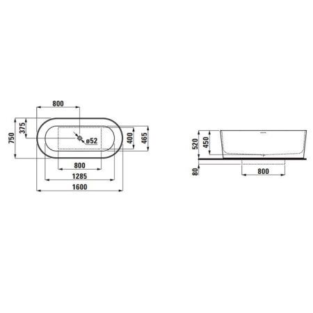 Ванна из искусственного камня Laufen VAL 2.3028.2.000.000.1 160х75 отдельностоящая овальная