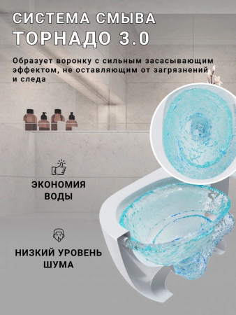 Унитаз подвесной Sintesi SIN-TS-EVI-152 белый безободковый с сиденьем микролифт душевой смыв