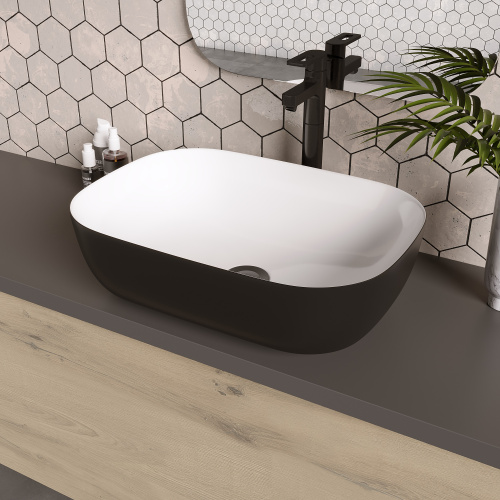 Раковина Grossman Color 46 см GR-4041BW накладная цвет черный/белый - фото 5