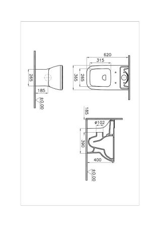 Унитаз напольный с бачком Vitra Integra Square 9833B003-7205 белый с сиденьем микролифт безободковый