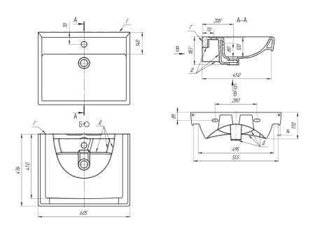 Раковина мебельная керамическая Dreja Q 60 191638 60х50 накладная цвет белый