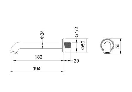 Излив для ванны Aquatek КЛАССИК AQ1541CR настенный хром