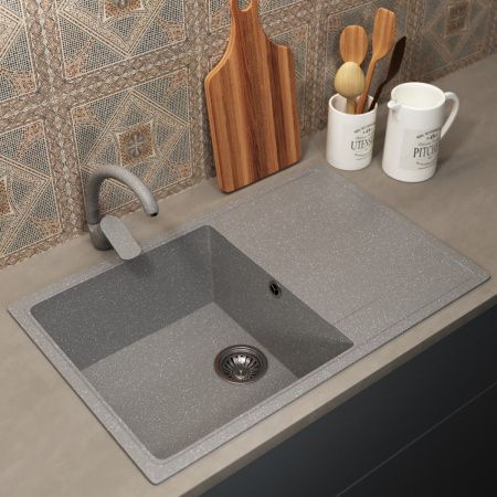 Кухонная мойка Uperwood ECON UPD-507 4010202110 75х50 цвет серый поверхность матовая