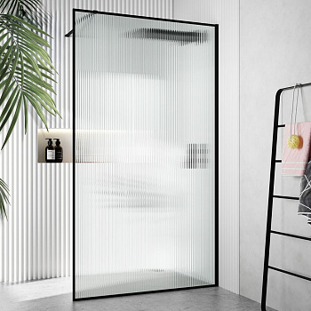 Душевая перегородка Cerutti SPA STRIP T120 120х120 стекло рифленое профиль черный