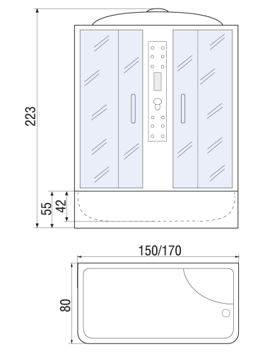 Душевой бокс River WISLA 150/80/55 MT (10000001406) 150х80 - фото 2