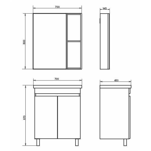 Тумба с раковиной Comforty 00-00006117CF 70x45x87 - фото 2