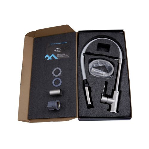 Смеситель для кухни Fashun A54511-12 на мойку серый/сатин - фото 4