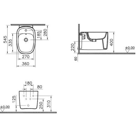Биде подвесное Vitra Plural 7831B483-0288 цвет черный