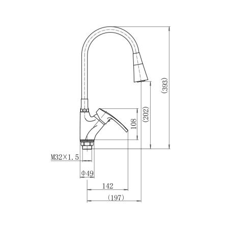 Смеситель для кухни Fashun A4466+A7350 на мойку черный/хром