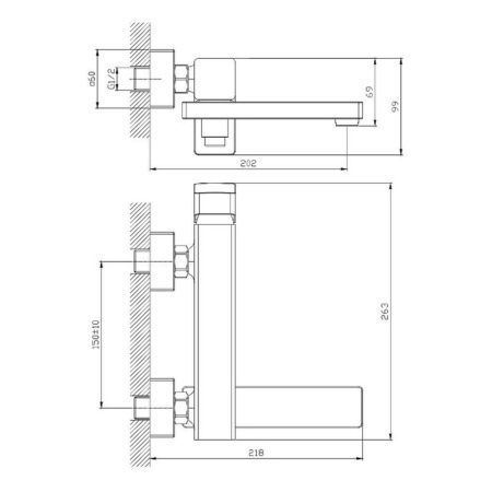 Смеситель для ванны и душа Raglo R30 R30.30.09 настенный графит