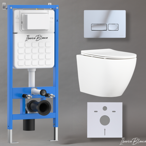 Комплект унитаз с инталляцией и клавишей смыва Iberica Blanca BILBAO ALTO IB001.BLA.234.213 - фото 2