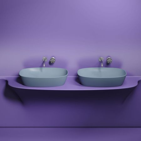 Раковина из сантехнического фарфора Ceramica Nova ELEMENT CN6049MHL 60х40 накладная цвет голубой без отверстий под смеситель