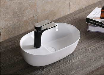 Раковина из сантехнического фарфора Cerutti SPA CR0050 42х27 накладная цвет белый 1 отверстие под смеситель