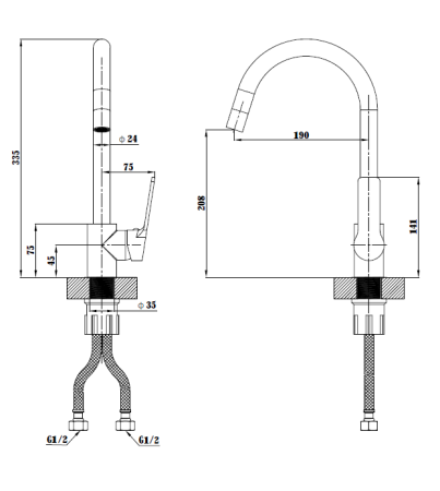 Смеситель для кухни Esko SB 519 на мойку черный