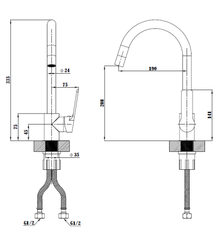 Смеситель для кухни Esko SB 519 на мойку черный - фото 3