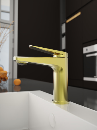 Смеситель Tokito KIN TOK-KIN-1011 на раковину брашированное золото