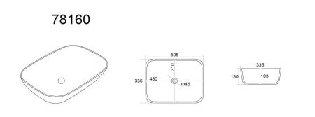 Раковина из сантехнического фаянса Velvex 78160 50х40 накладная цвет белый без отверстий под смеситель