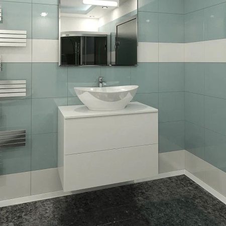 Тумба с раковиной Orange Otto Ot-75TuGLASS+G56 80х40 подвесная цвет белый