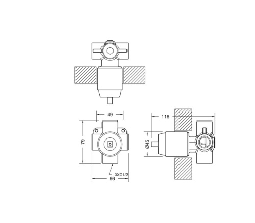 Скрытая часть встраиваемого смесителя Bravat Built-in D999BW-ENG - фото 2