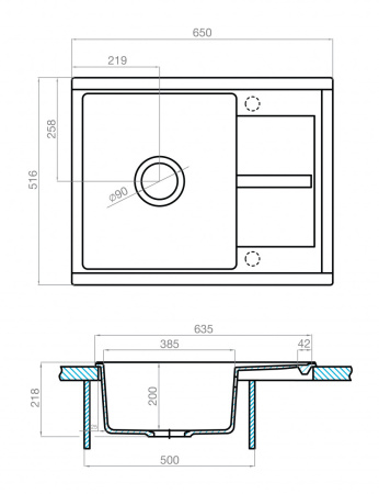 Кухонная мойка Aquaton Делия 65 1A718632DE270 65х52 цвет коричневый