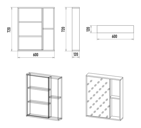 Зеркало-шкаф Misty Ненси П-Нен-04060-50 60х70 подвесной цвет серый